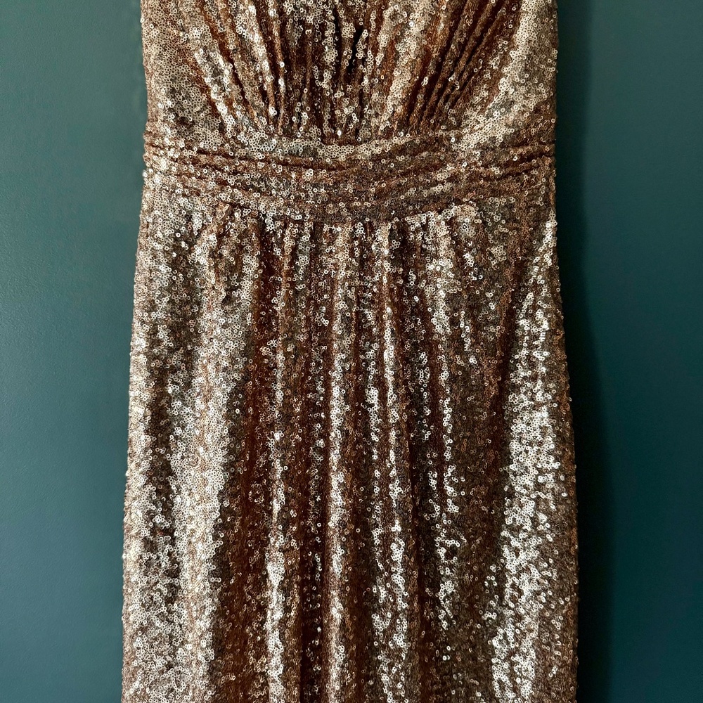 Revelry Sequin V-Neck Dress with Built in Cups | Style 2418-R - Picture 4 of 9
